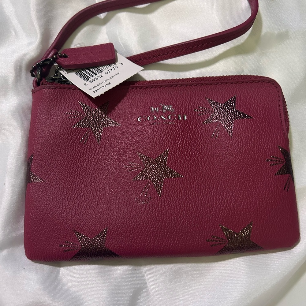 Coach Magenta Wristlet with Star Accents